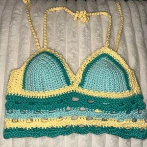 Hand-made crochet crop top.